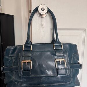 Stylish Navy Leather Shoulder Bag